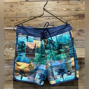 HOLLISTER Board Shorts venice beach california print lined beach pool color 28